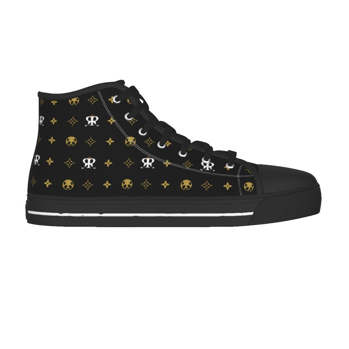 Men's Black Raccoon Couture Canvas Shoes with Comfortable Insole and Slip-Resistant Sole