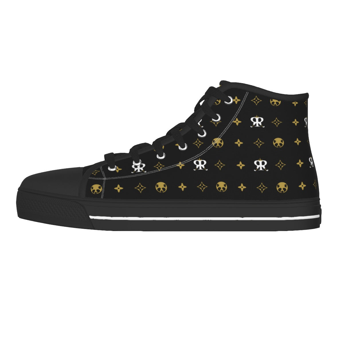 Men's Black Raccoon Couture Canvas Shoes with Comfortable Insole and Slip-Resistant Sole