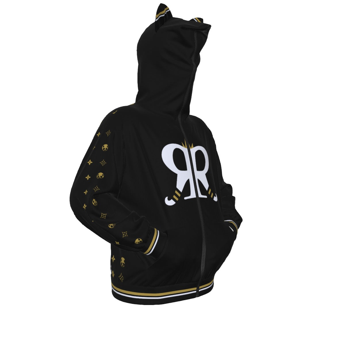 Raccoon Couture Scuba Full Zip Hoodie with Hood Ears