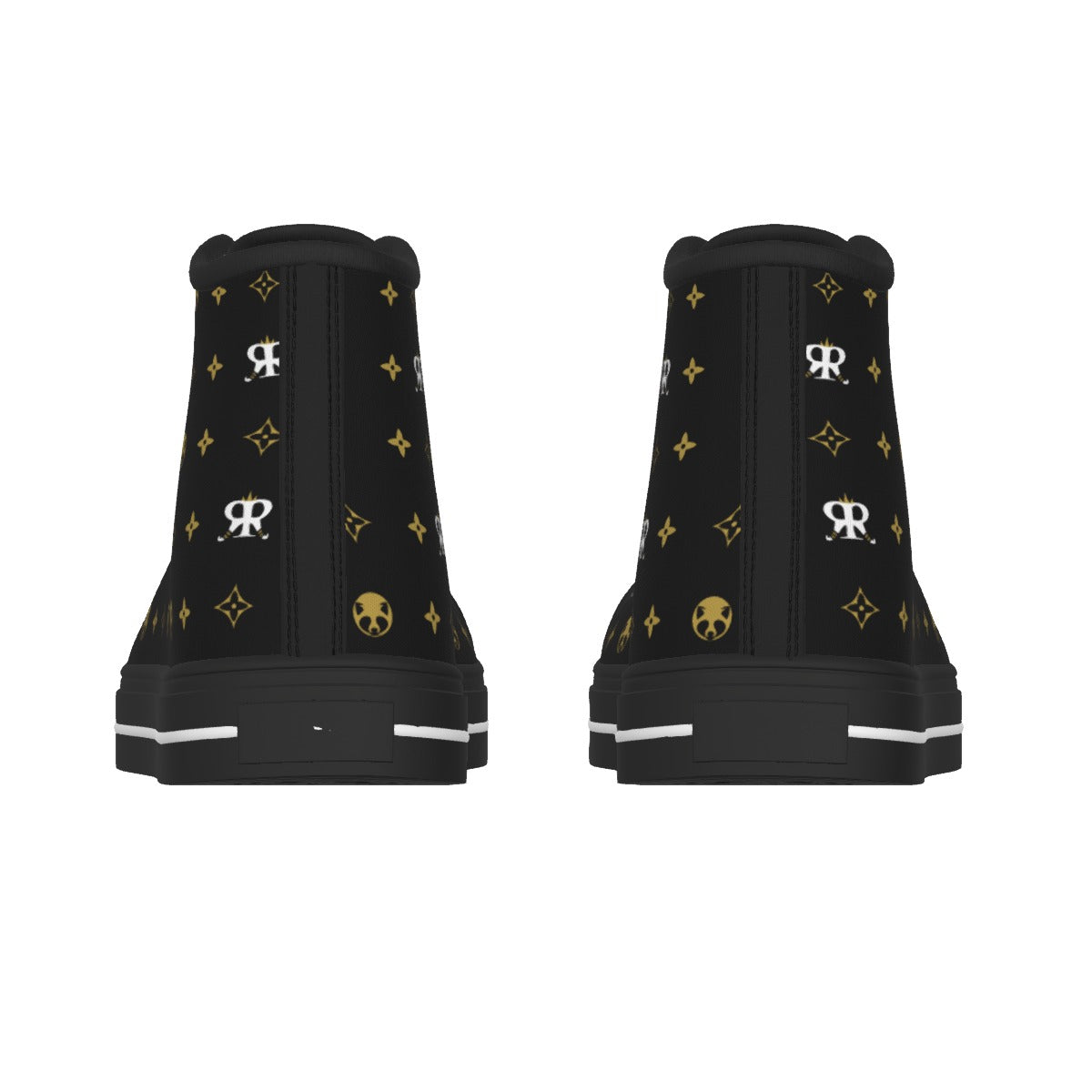 Men's Black Raccoon Couture Canvas Shoes with Comfortable Insole and Slip-Resistant Sole