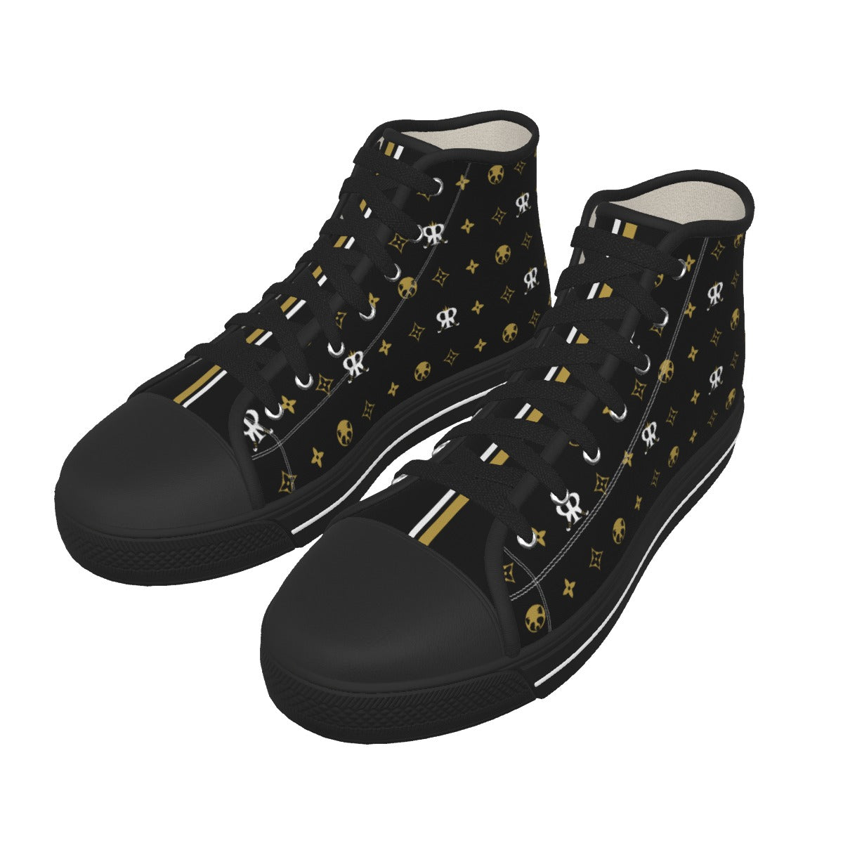 Men's Black Raccoon Couture Canvas Shoes with Comfortable Insole and Slip-Resistant Sole