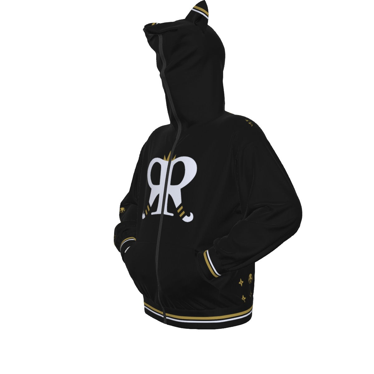 Raccoon Couture Scuba Full Zip Hoodie with Hood Ears